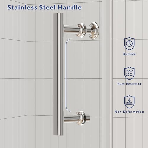 Chrome Semi Frameless Pivot Swing Shower Door, 32 in.W X 72 in.H, Clear Glass U749