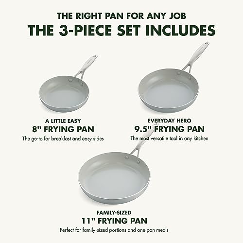 GreenPan Venice Pro Tri-Ply Stainless Steel Healthy Ceramic Nonstick 10" and 12" Frying Pan Skillet Set X3231