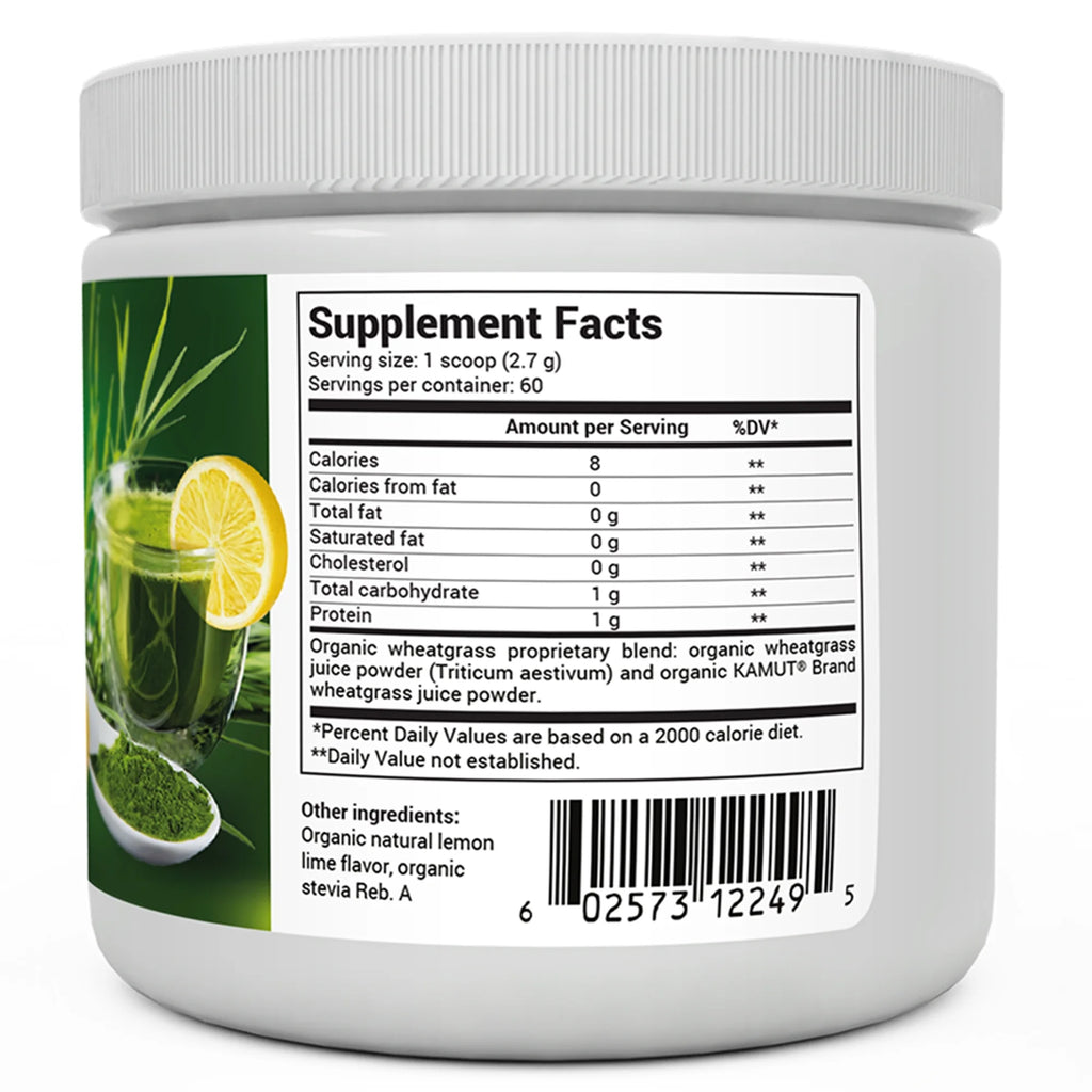 Organic Wheatgrass Raw Juice Powder, Lemon Flavor, 164g D7914