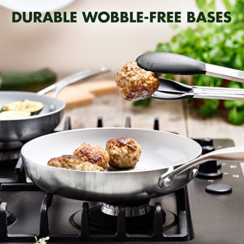GreenPan Venice Pro Tri-Ply Stainless Steel Healthy Ceramic Nonstick 10" and 12" Frying Pan Skillet Set X3231