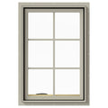 24 in. x 36 in. Desert Sand Painted Clad Wood Left-Handed Casement Window with Colonial Grids M29715