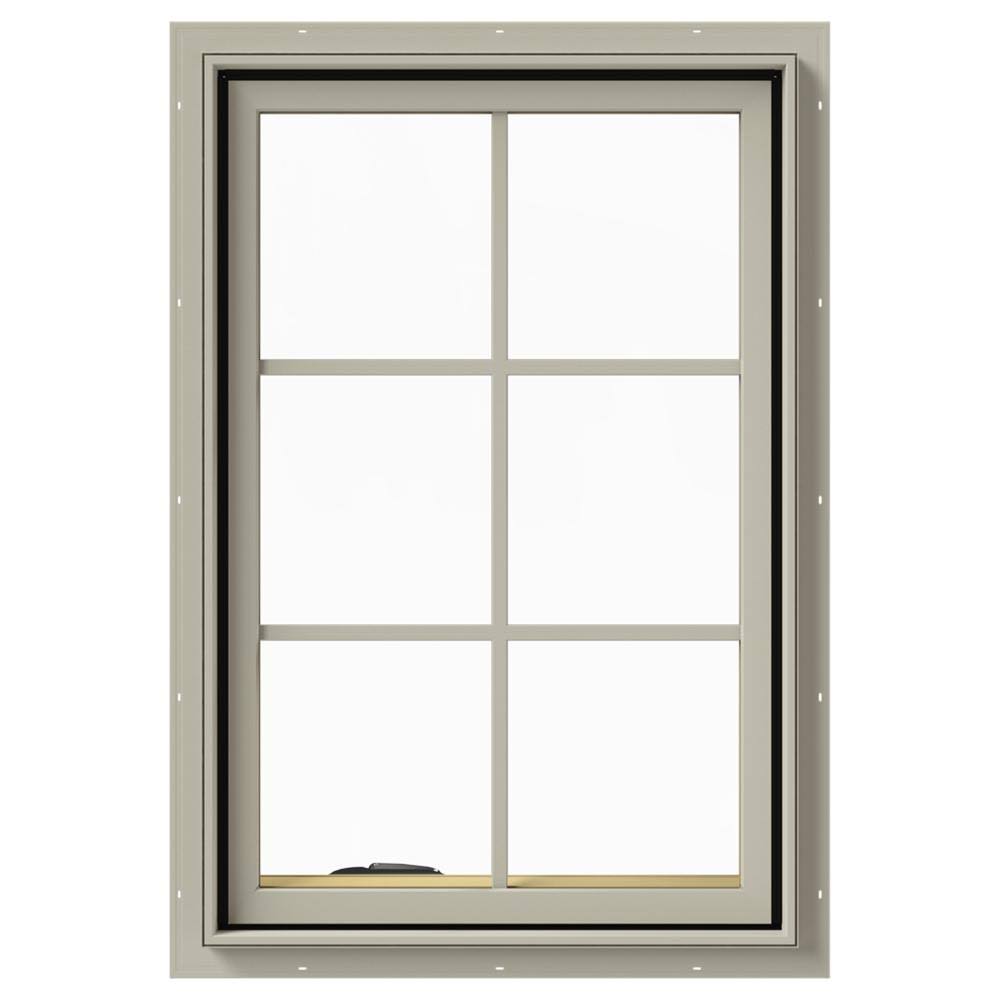24 in. x 36 in. Desert Sand Painted Clad Wood Left-Handed Casement Window with Colonial Grids M29715