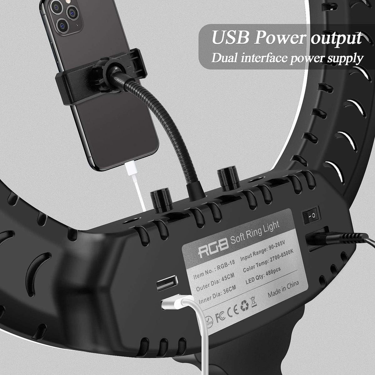 18 LED RGB Ring Light with Tripod X1424