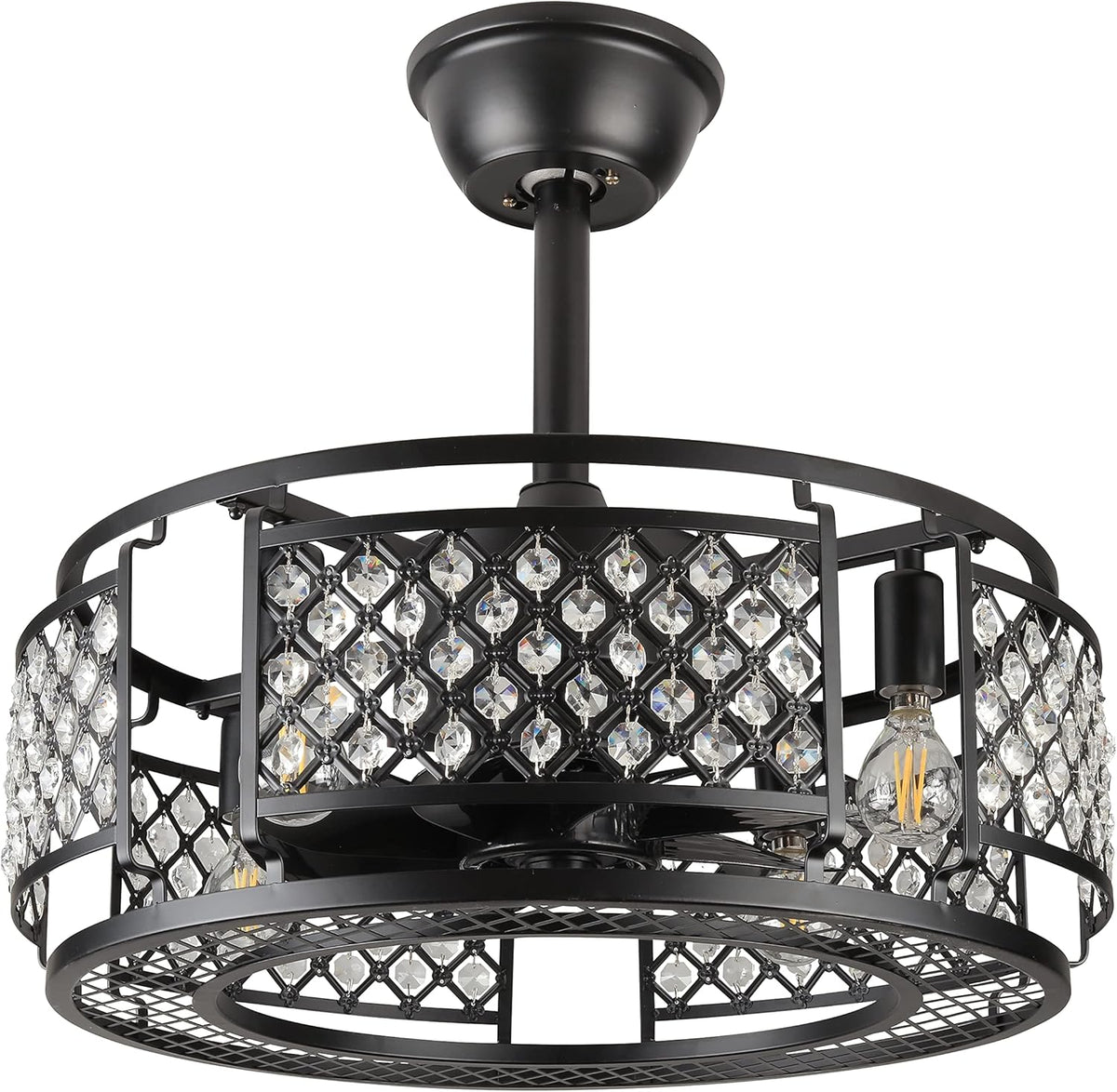 Black Caged Ceiling Fan with Lights Q668