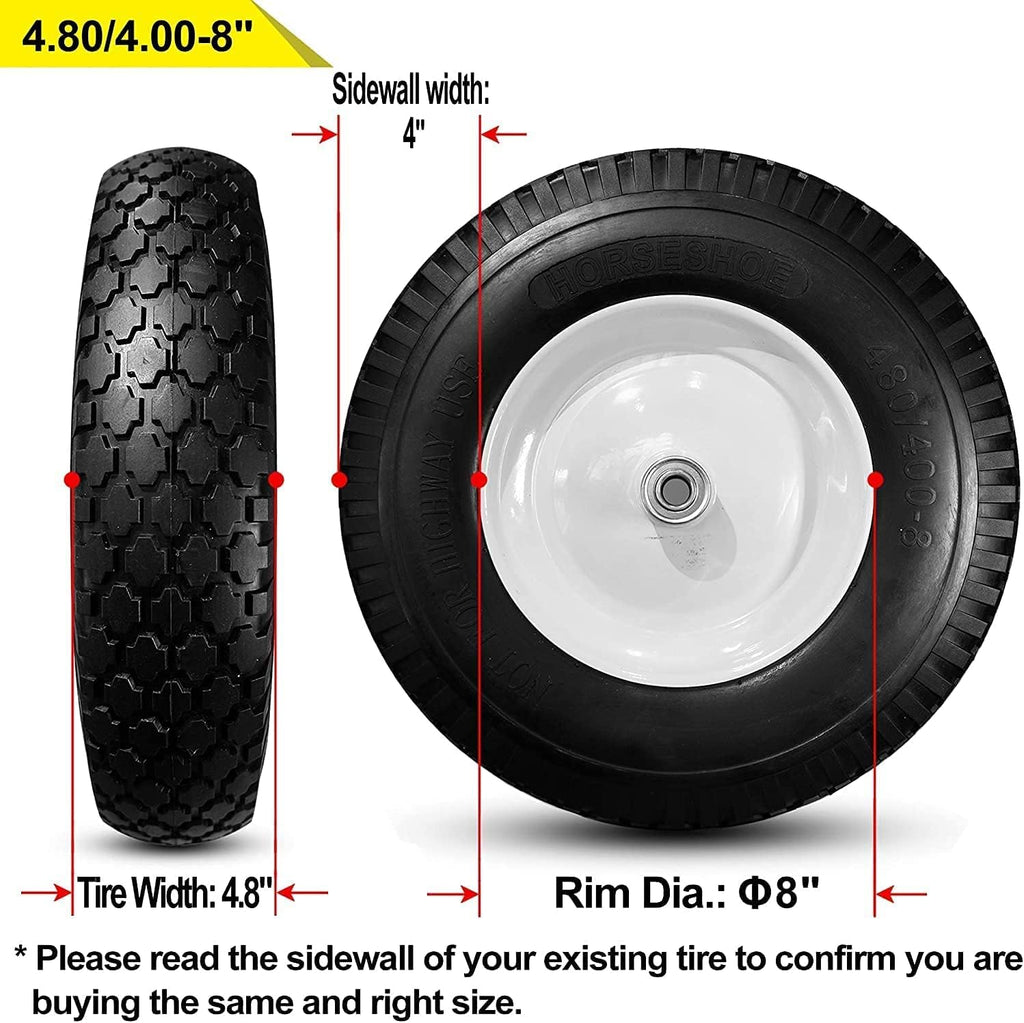 4.80/4.00-8 Solid Flat-Free Wheelbarrow Tire On Wheel D708