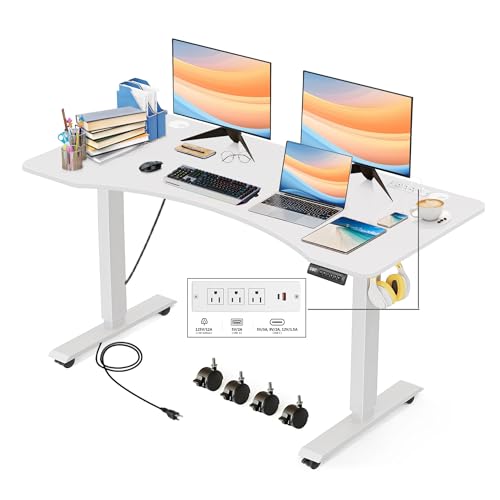 55'' x 24'' Electric Adjustable Height Sit Stand Desk with Charging Station (Oak) T5416