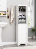 White Freestanding Storage Cabinet with Three Tier Shelves H155