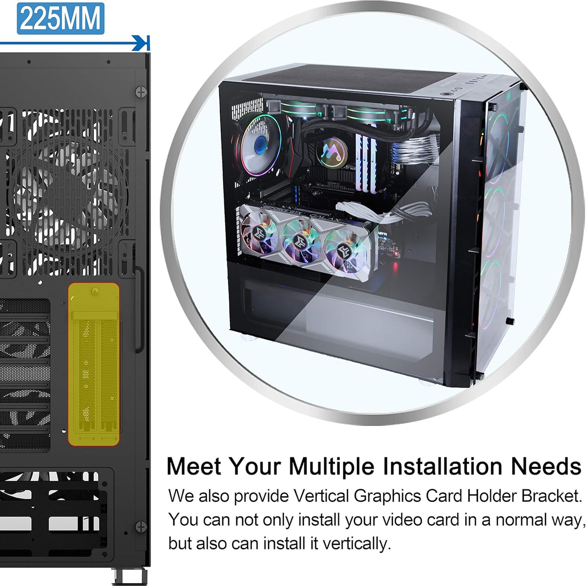 ATX Mid Tower Computer Case with Tempered Glass T698134