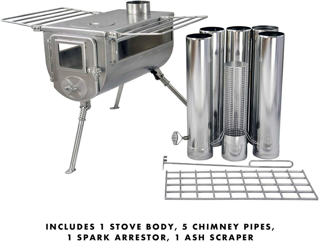 Portable Wood Burning Tent Stove with Chimney Pipe D962