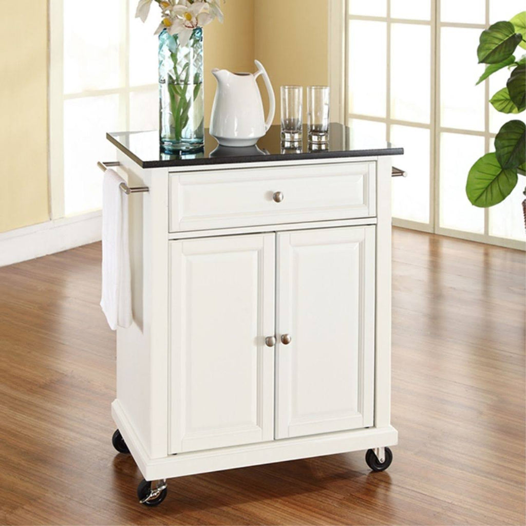 White Kitchen Cart with Granite Top T677274