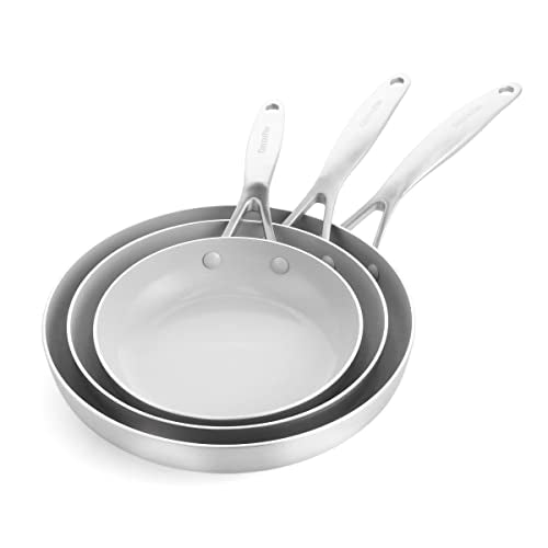 GreenPan Venice Pro Tri-Ply Stainless Steel Healthy Ceramic Nonstick 10" and 12" Frying Pan Skillet Set X3231