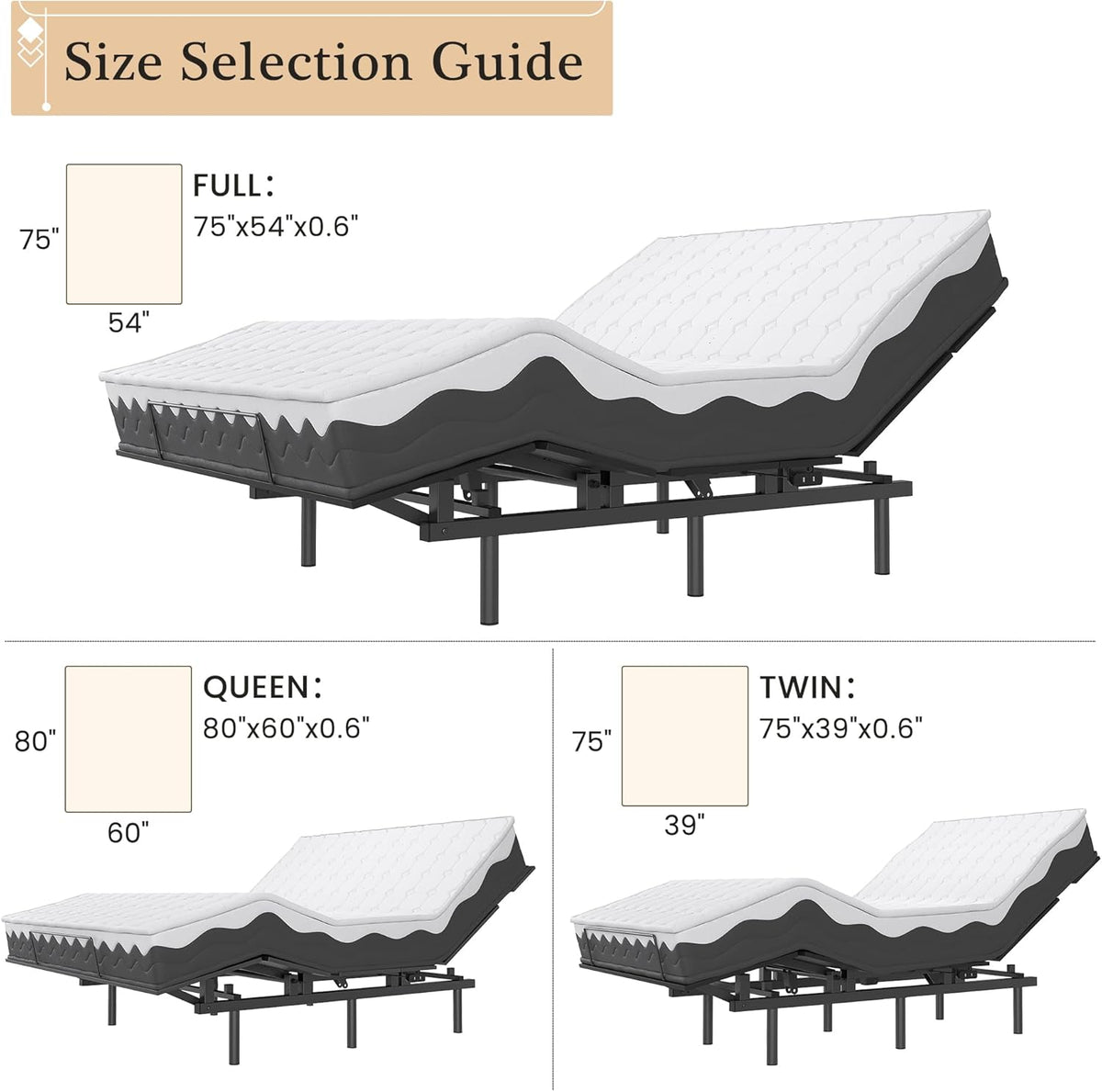 Adjustable Bed Frame with Wireless Remote and Zero Gravity I491546