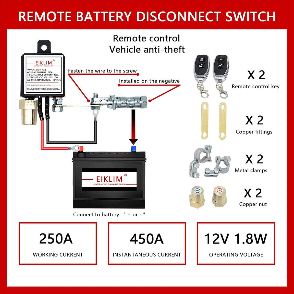 Remote Battery Disconnect Switch 12V 250A J486385