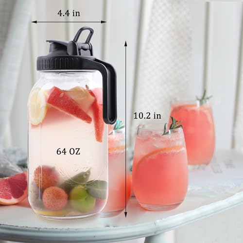 64 OZ Glass Pitcher With Pour Spout Lids G1440