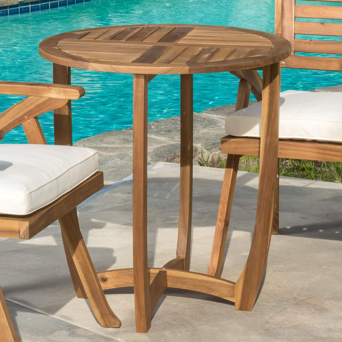 Round Accent Table Teak Finish P15338