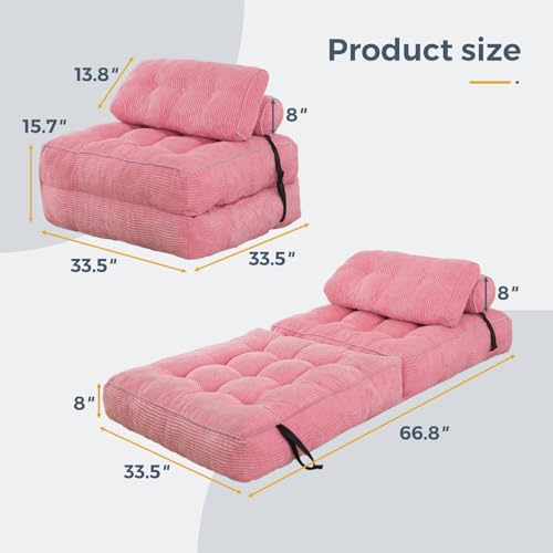 Pink Folding Sofa Bed with Pillow R716350