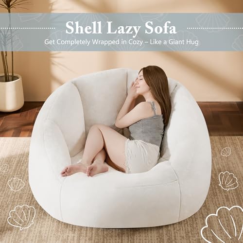 Beige Oversized Bean Bag Chair S69698