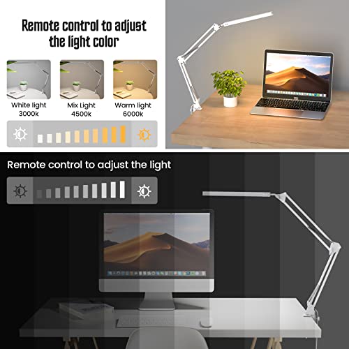 LED Desk Lamp with Clamp, 3 Lighting 10 Brightness Modes, Black P125