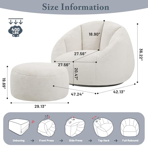 Beige Oversized Bean Bag Chair S69698