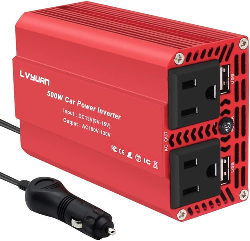 1500 Watts Car Power Inverter 12V to 110V DC to AC Converter Dual AC Outlets Dual 3.1A USB Ports A4896