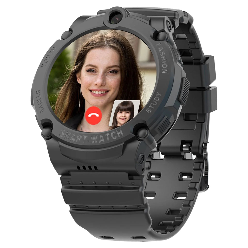 Black Smart Watch with 4G SIM GPS Video Call Pedometer X404