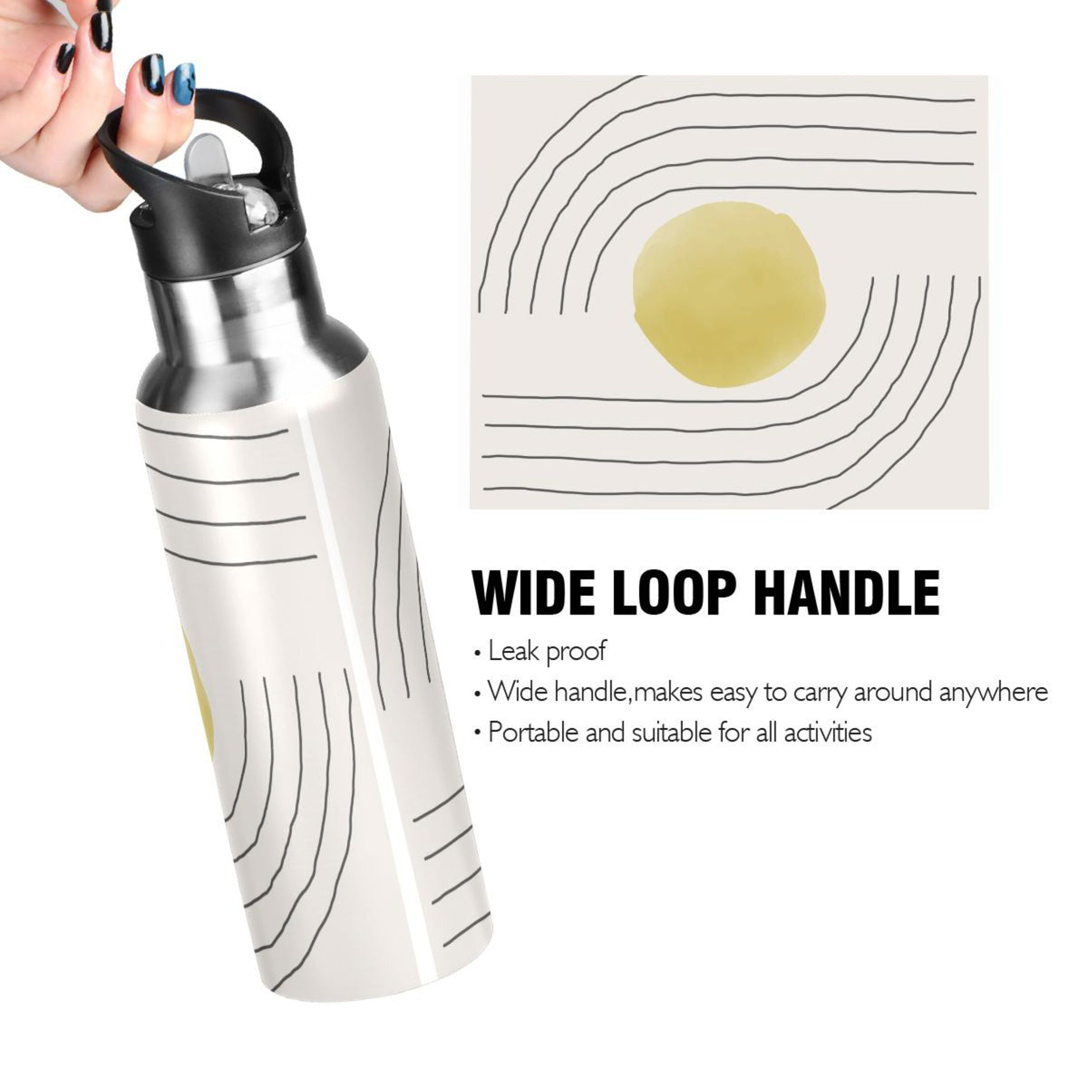 Stainless Steel Vacuum Insulated Water Bottle with Straw Lid 20 OZ O437