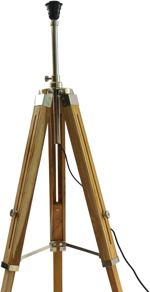 Teak Wood Tripod Floor Lamp Y248598