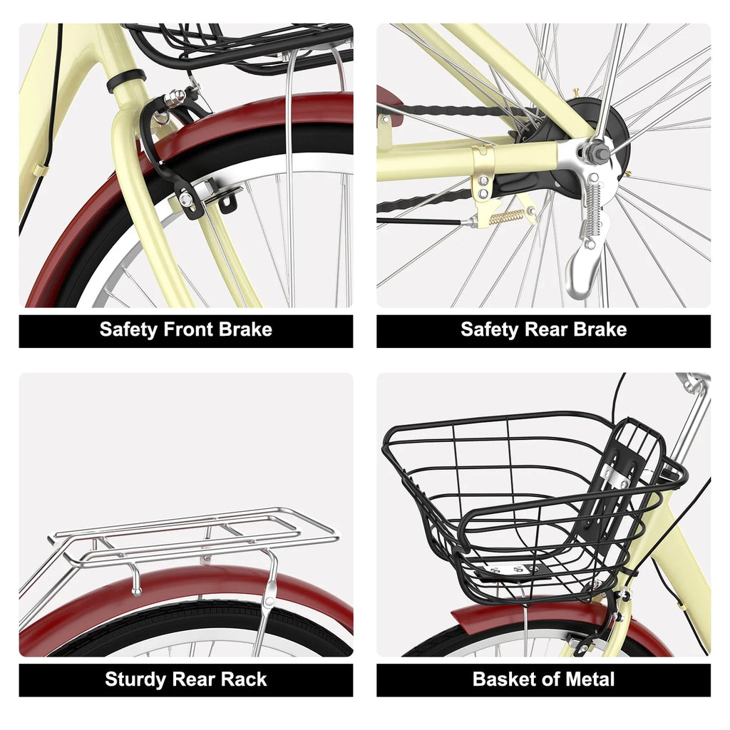 26 Inch White Cruiser Bike S48141