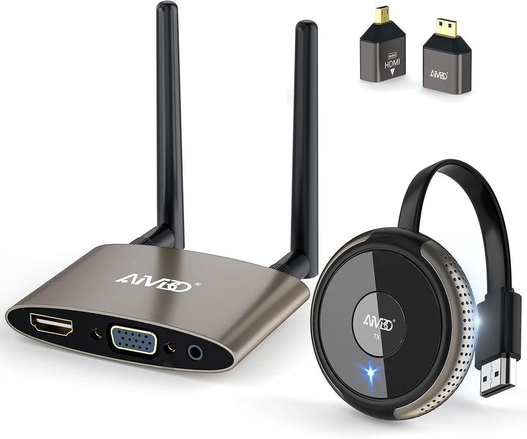 Wireless HDMI Transmitter and Receiver 165FT/50M Red, 5G Video Extender with Mini/Micro HDMI Adapter, HDMI VGA Dual Port H775217