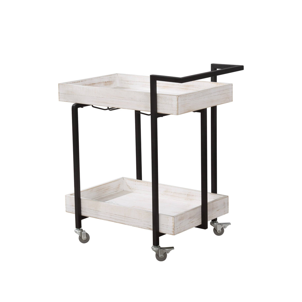 Antique White Industrial Serving Cart R9272