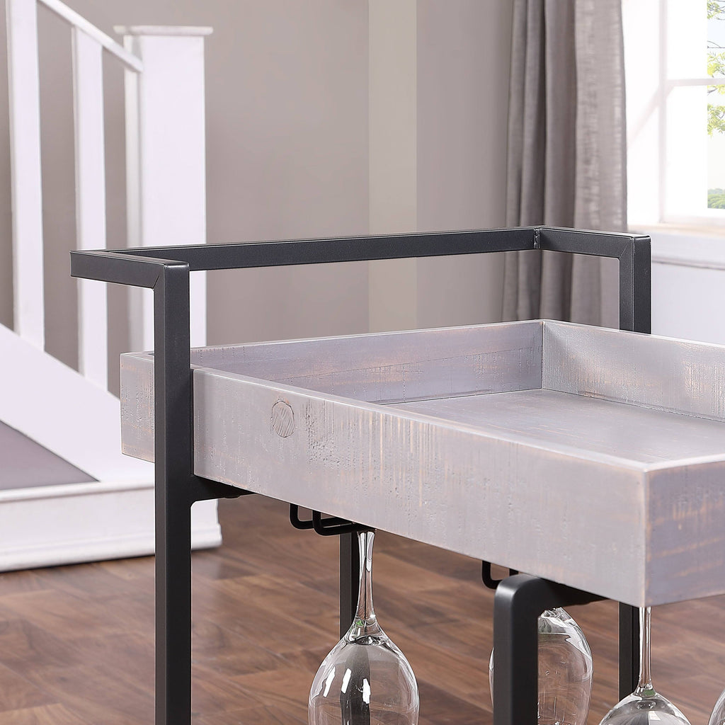 Antique White Industrial Serving Cart R9272