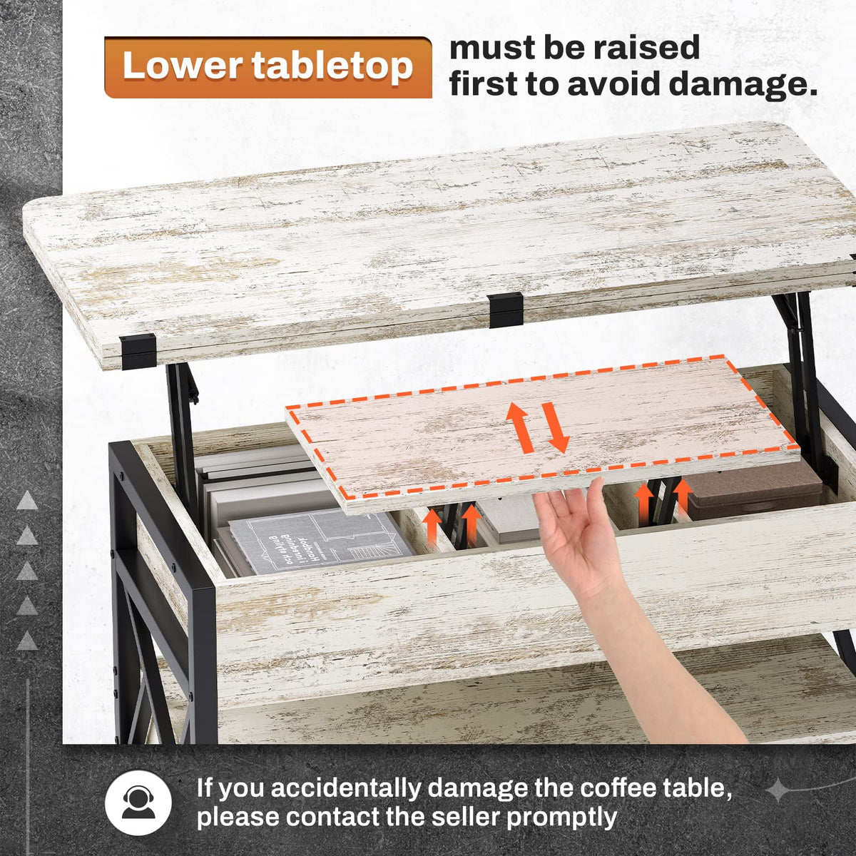 White Lift Top Coffee Table with Storage L815579