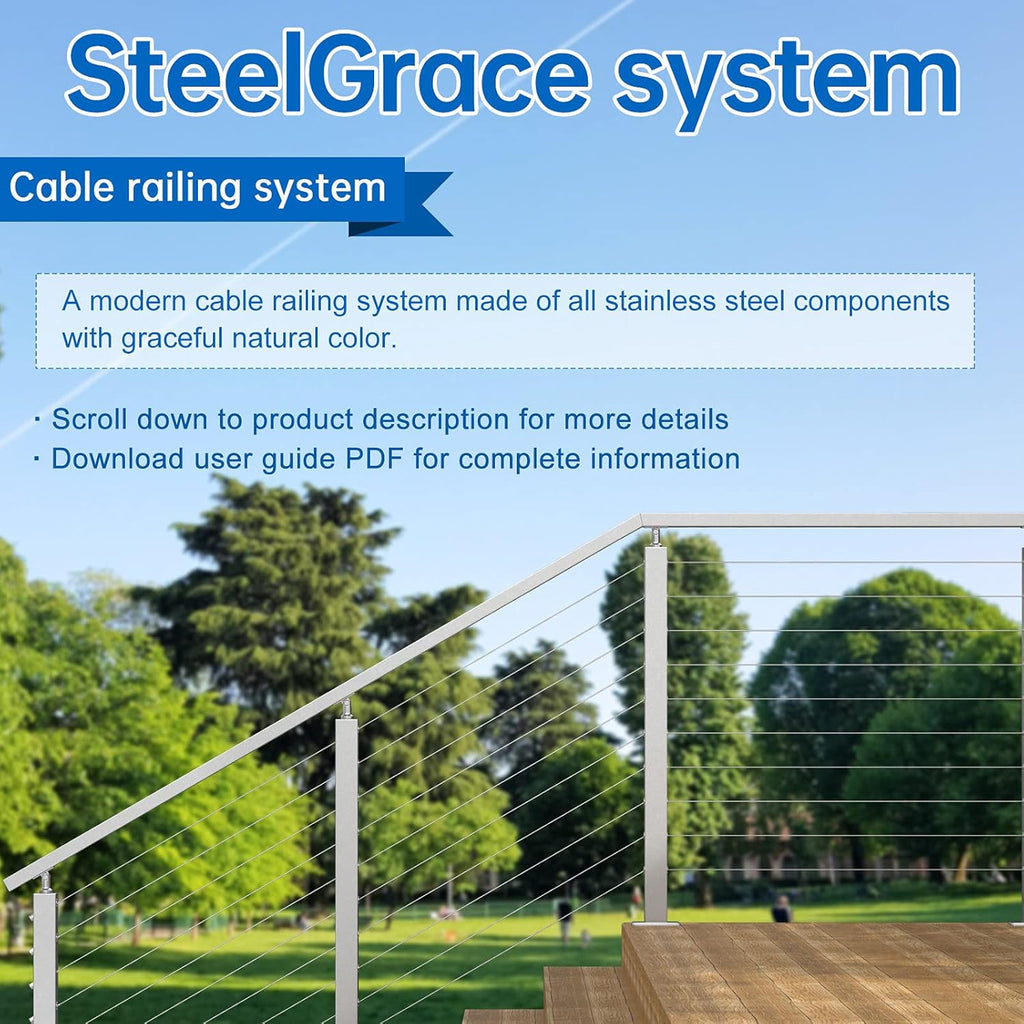 10Pack Cable Railing Kit Invisible 1/8" T316 Stainless Steel Swage Tensioner for Wood Metal Post Deck Stairs L99684