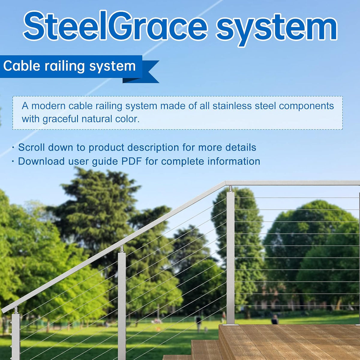 10Pack Cable Railing Kit Invisible 1/8" T316 Stainless Steel Swage Tensioner for Wood Metal Post Deck Stairs L99684