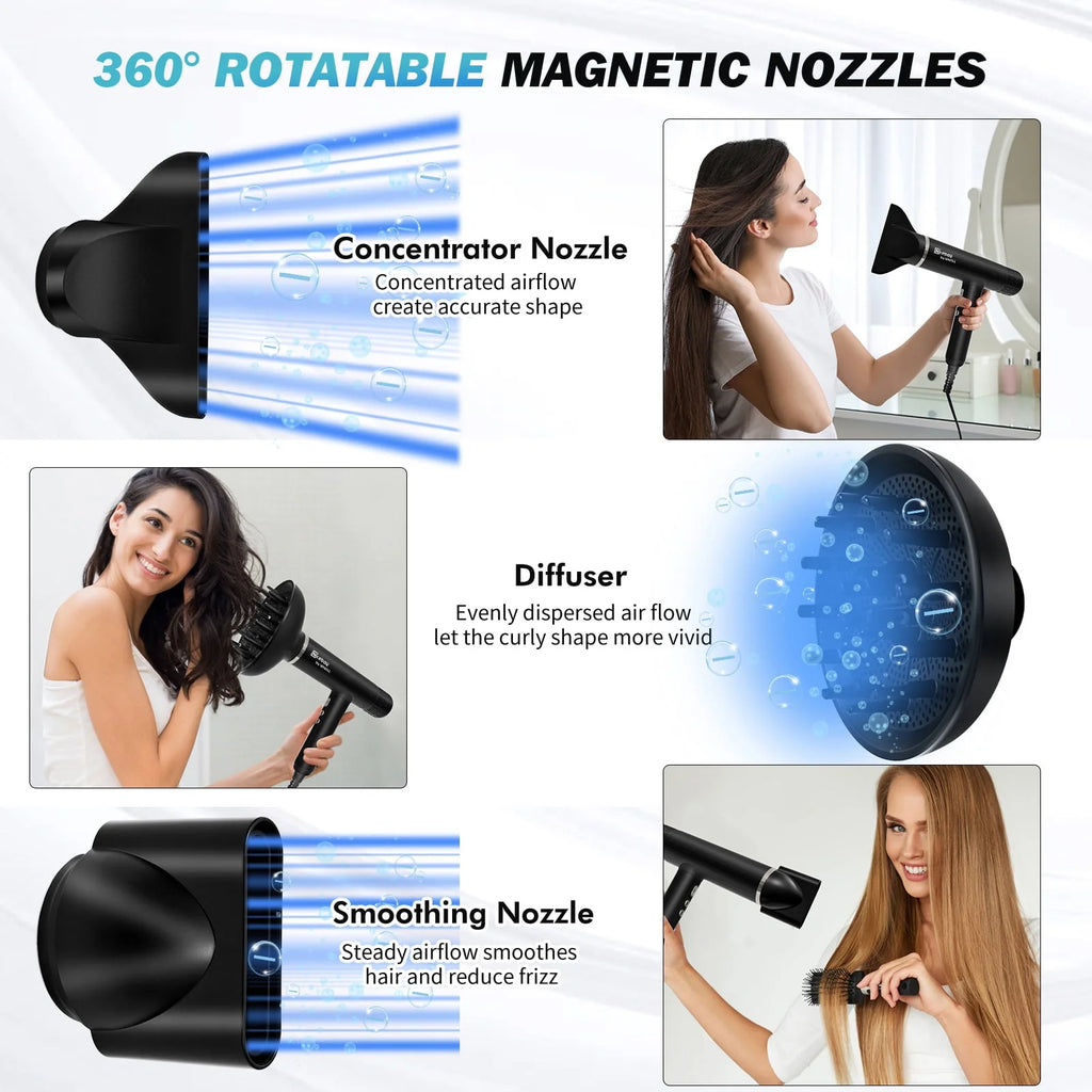 Black 1600W High-Speed Ionic Hair Dryer K7393