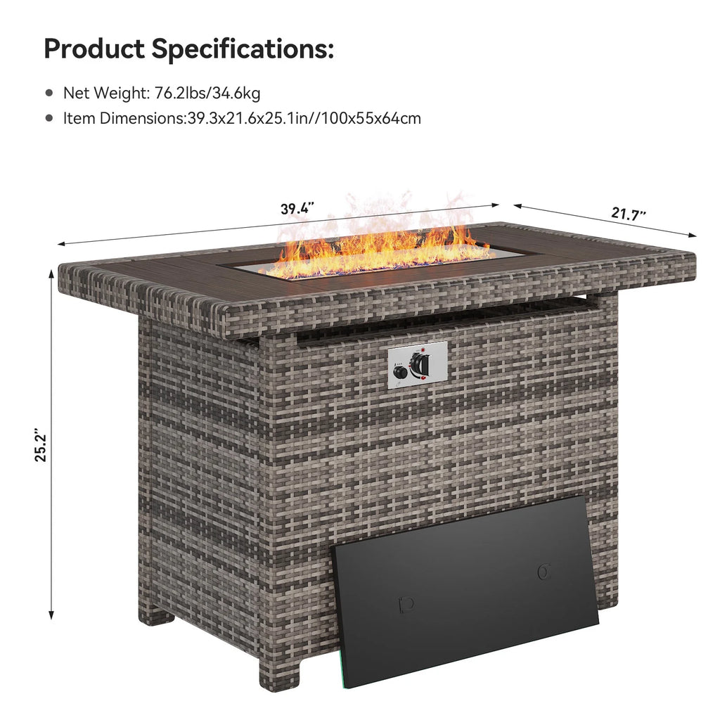 40'' 50,000 BTU Propane Gas Fire Pit Table with Cover C551