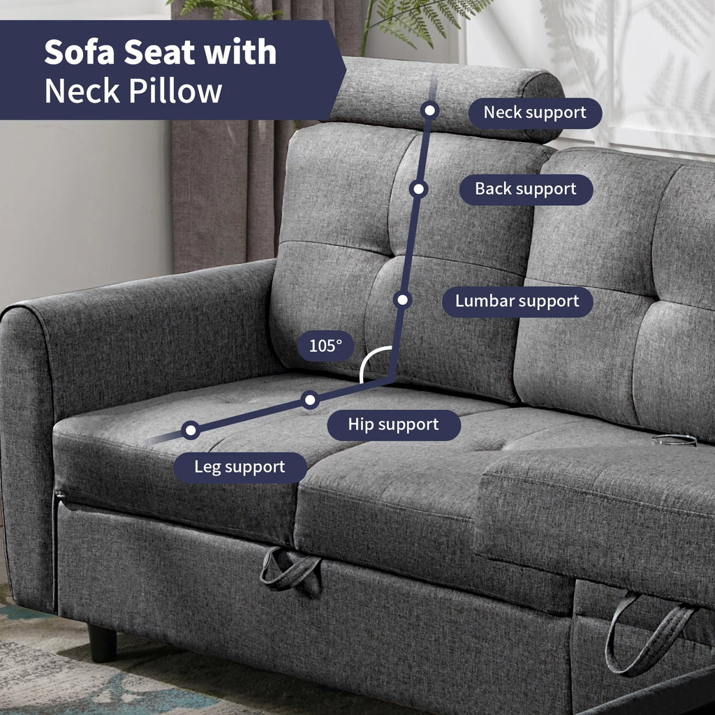 Dark Grey L Shaped Sectional Sofa with Storage Chaise O8313