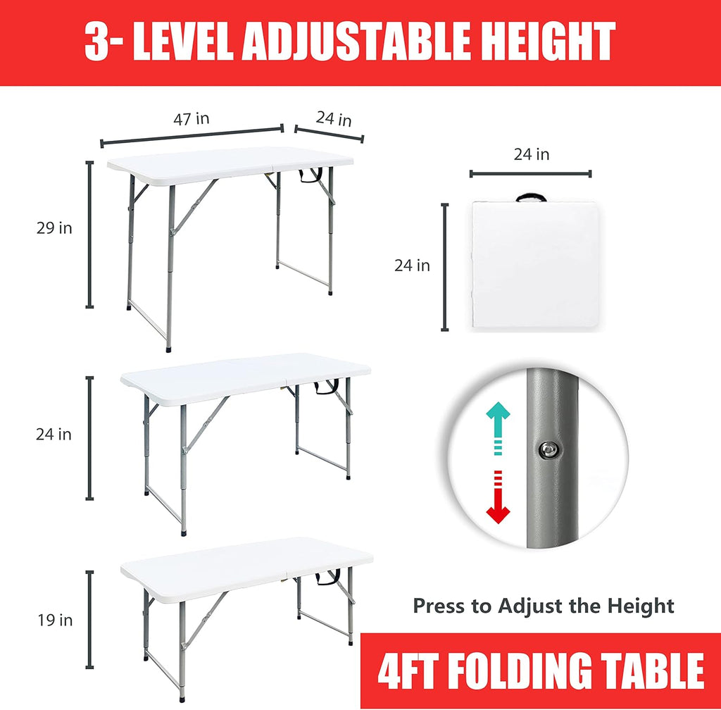 6 ft Folding Plastic Table with Handle J679619