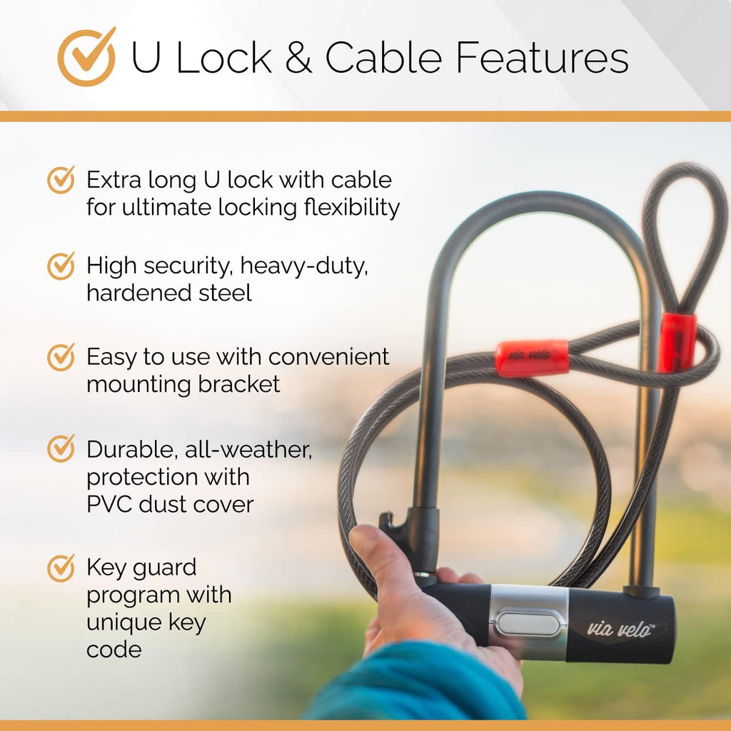 Heavy-Duty Hard Steel Folding Lock with U Lock and Cable M21503