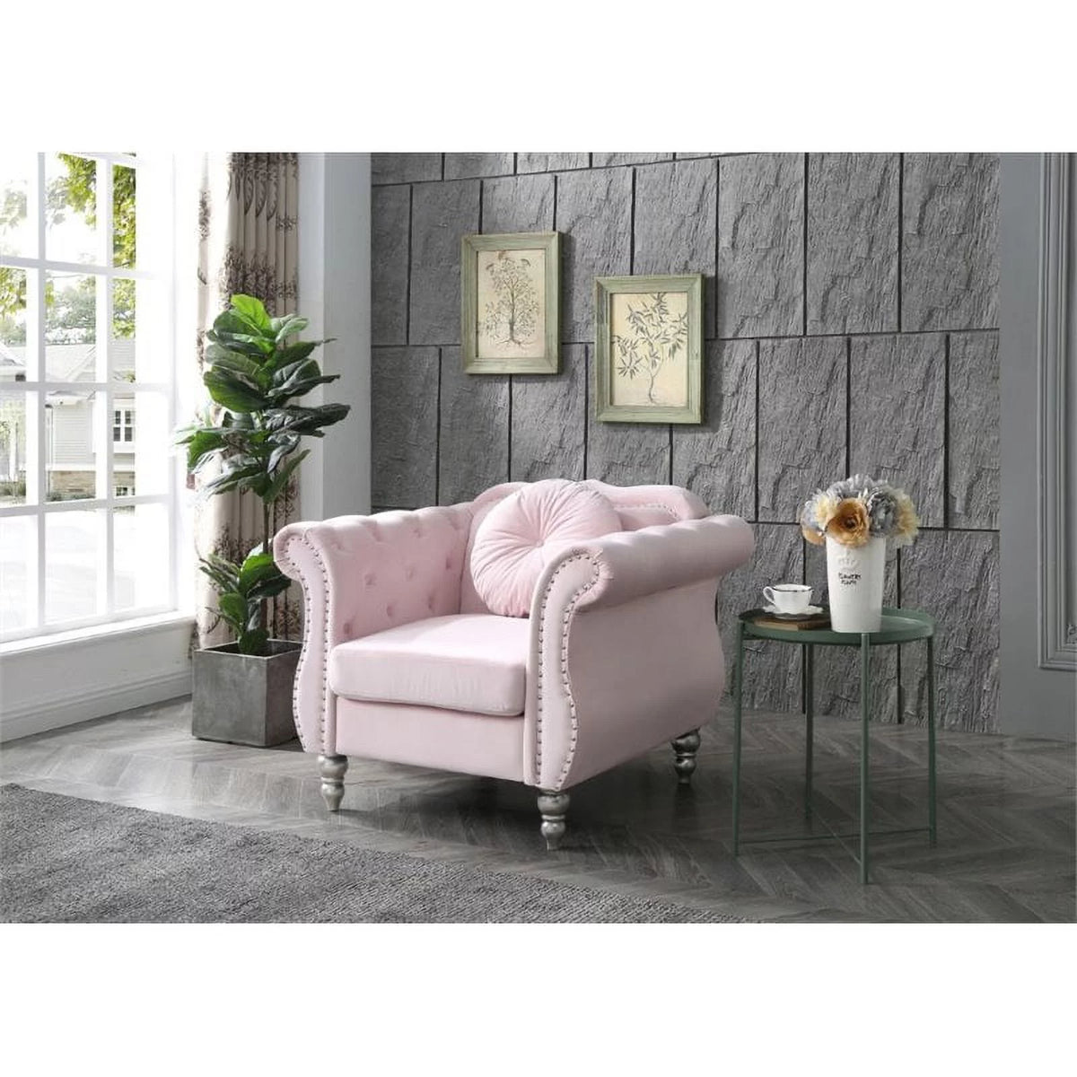 Pink Sofa Chaise and Chair E475