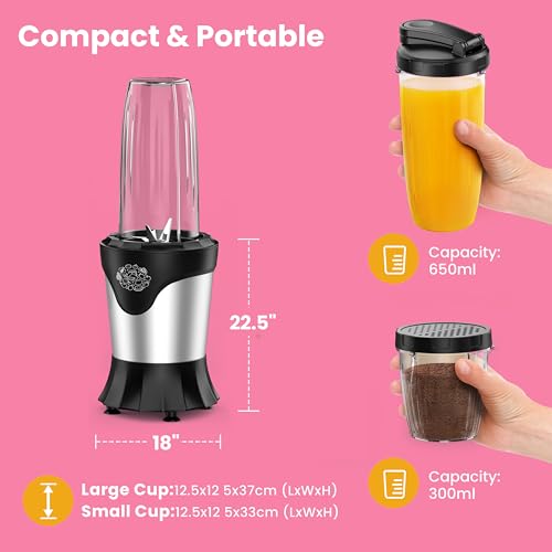1100W Portable Personal Blender with 2 22Oz To-Go Cups U6417