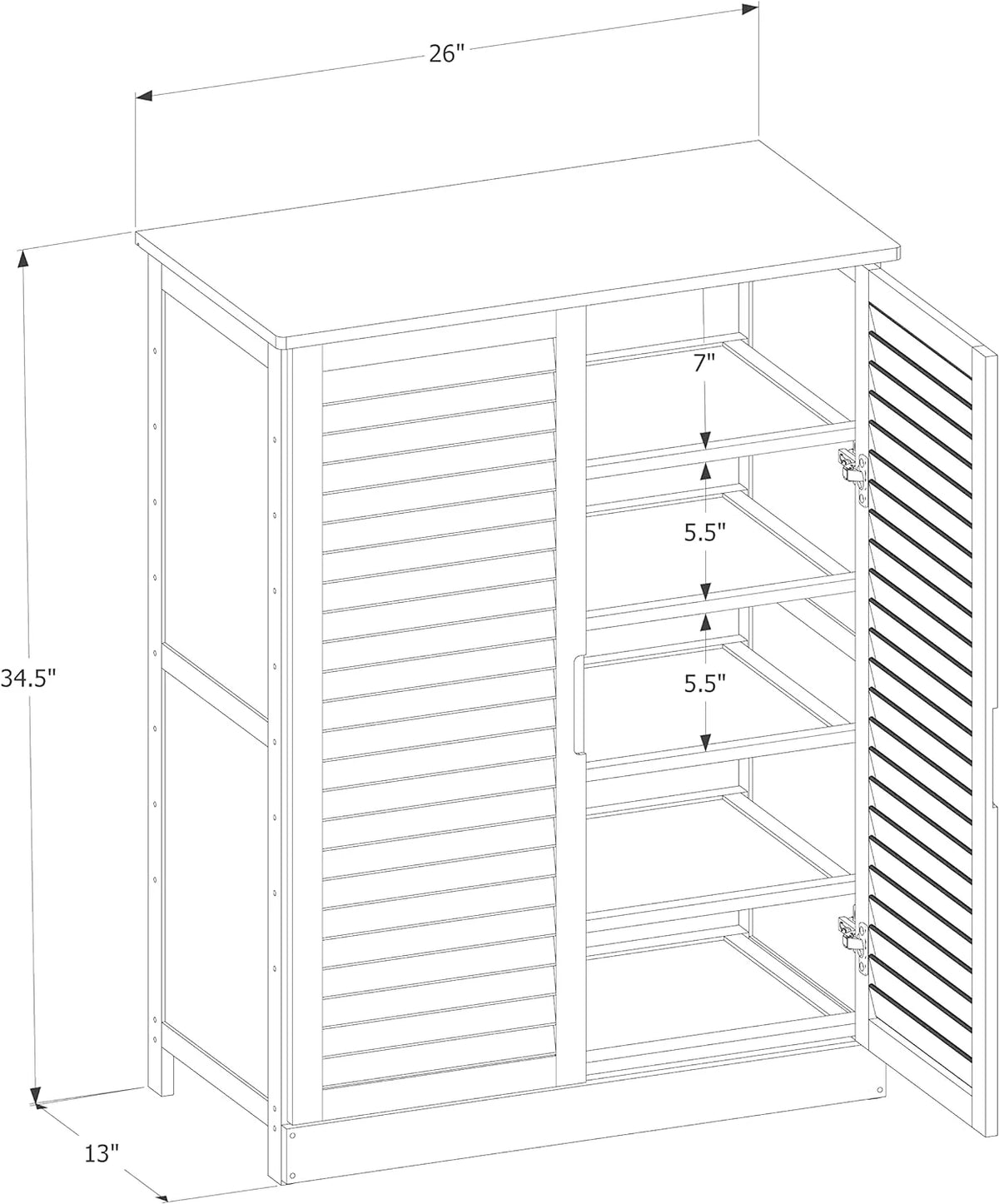 Brown 5 Tier Bamboo Shoe Storage Cabinet with Shutter Doors P152