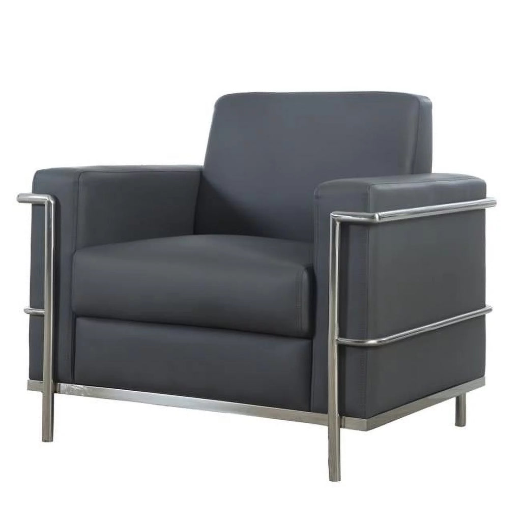 Dark Gray Faux Leather Accent Chair B619
