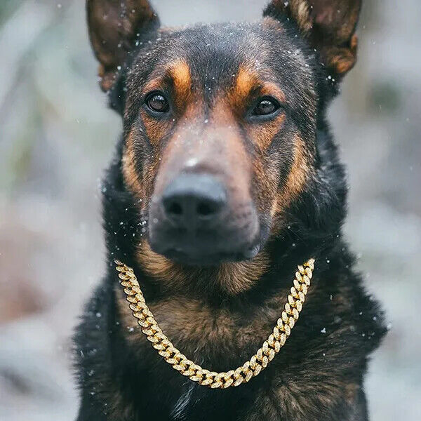 Gold Plated Simulated Diamond Cuban Chain Necklace N2740