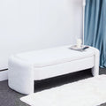 Beige Teddy Fabric Storage Footstool Z751