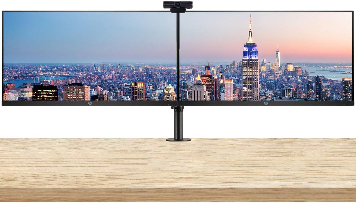 21.5 Inch FHD IPS LED-Backlit LCD Monitor 2-Pack with PW313 Full HD 1080p Webcam and Desk Mount Clamp Dual Monitor Stand H285425