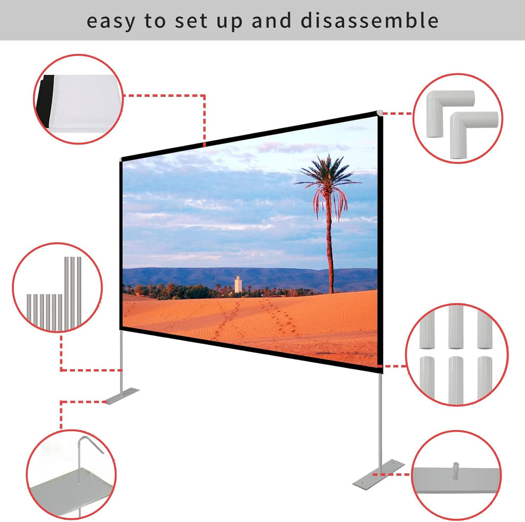 120 inch Portable Projection Screen with Stand and Carry Bag C57746