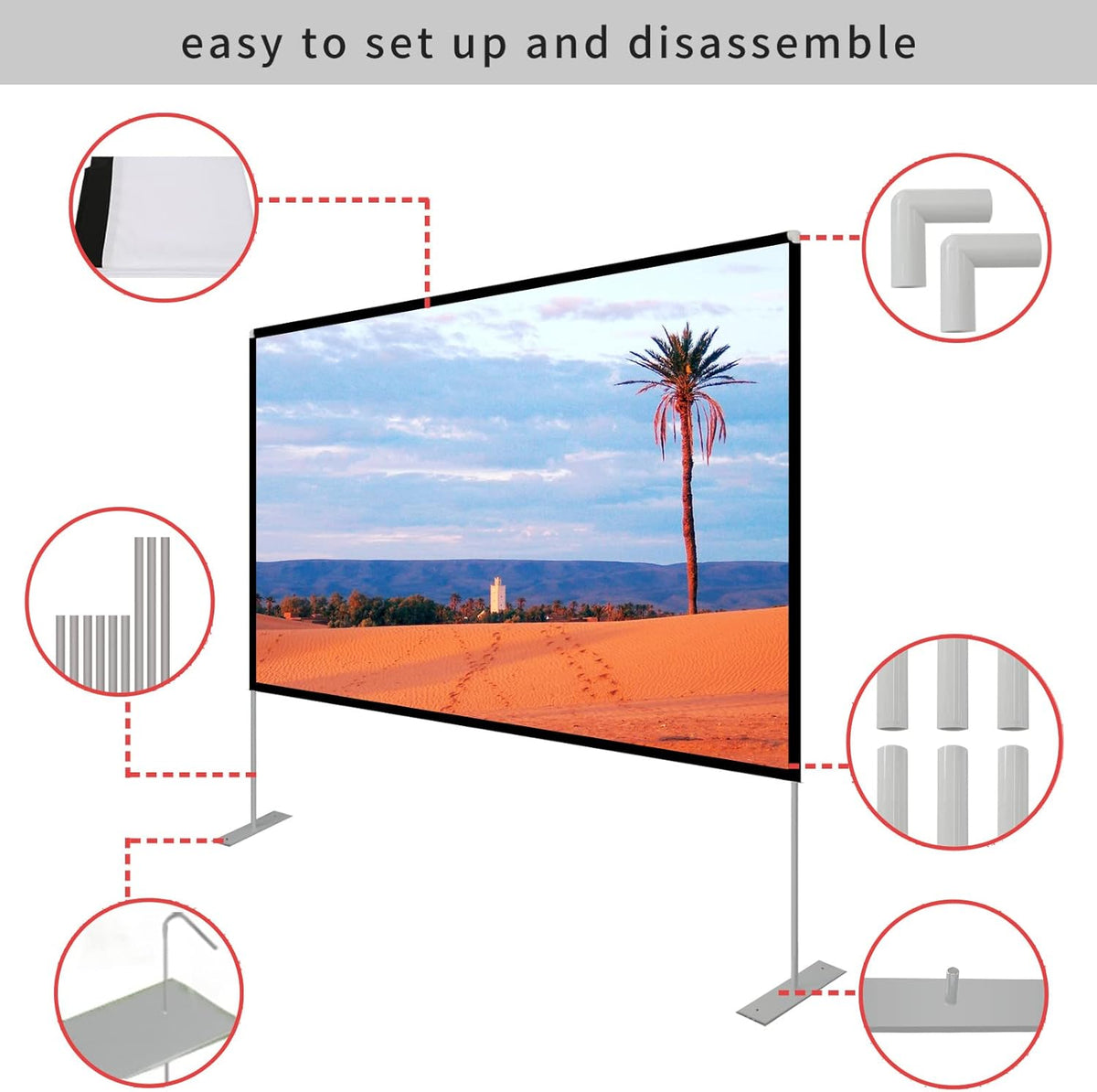 120 inch Portable Projection Screen with Stand and Carry Bag C57746
