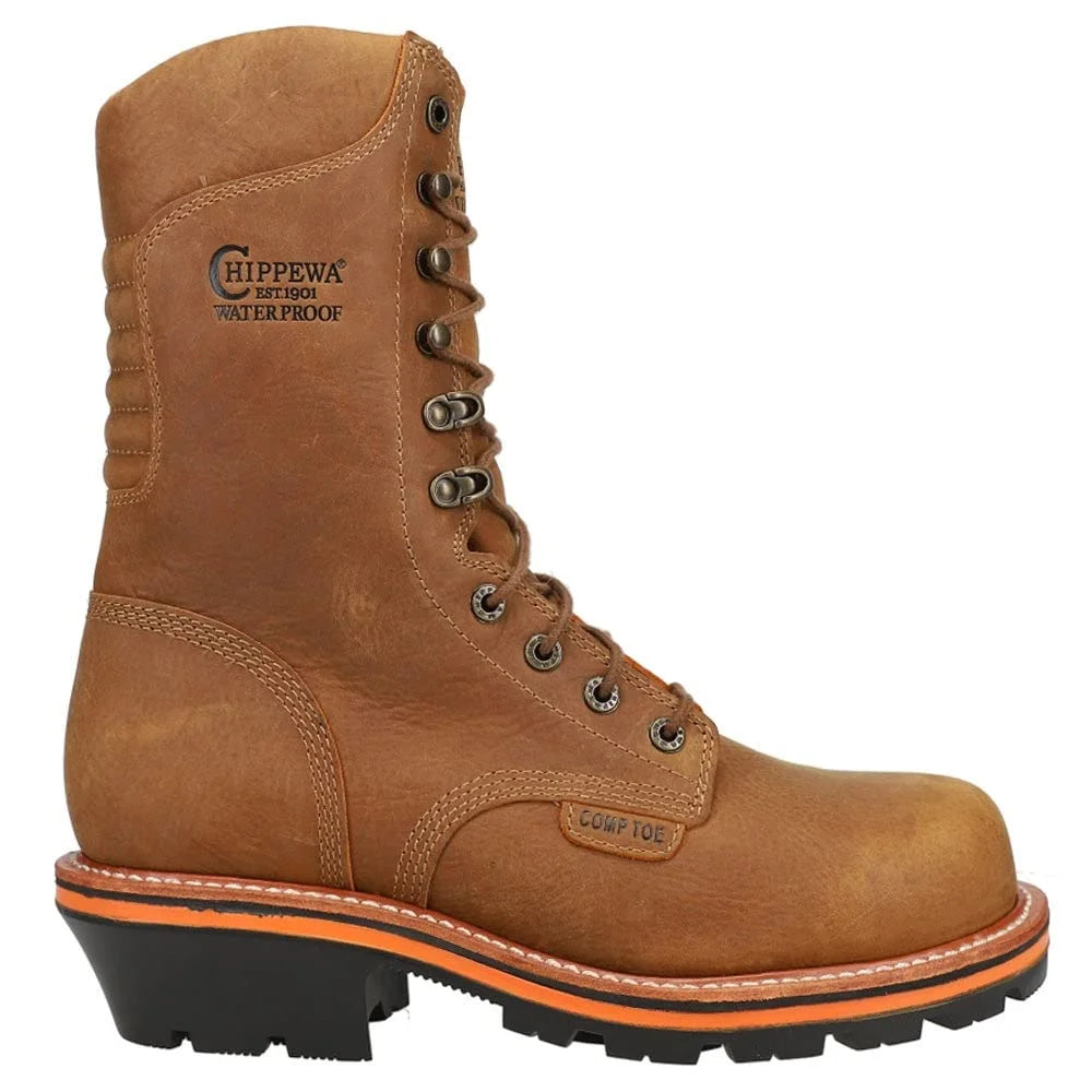 Brown Waterproof Composite Toe Insulated Lace-Up Work Boots J80988