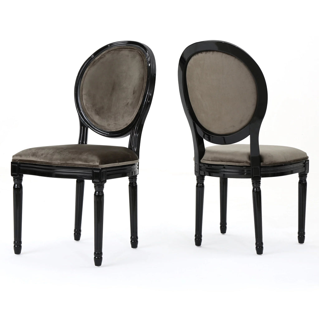 Gray Velvet Dining Chairs Set of 2 O620